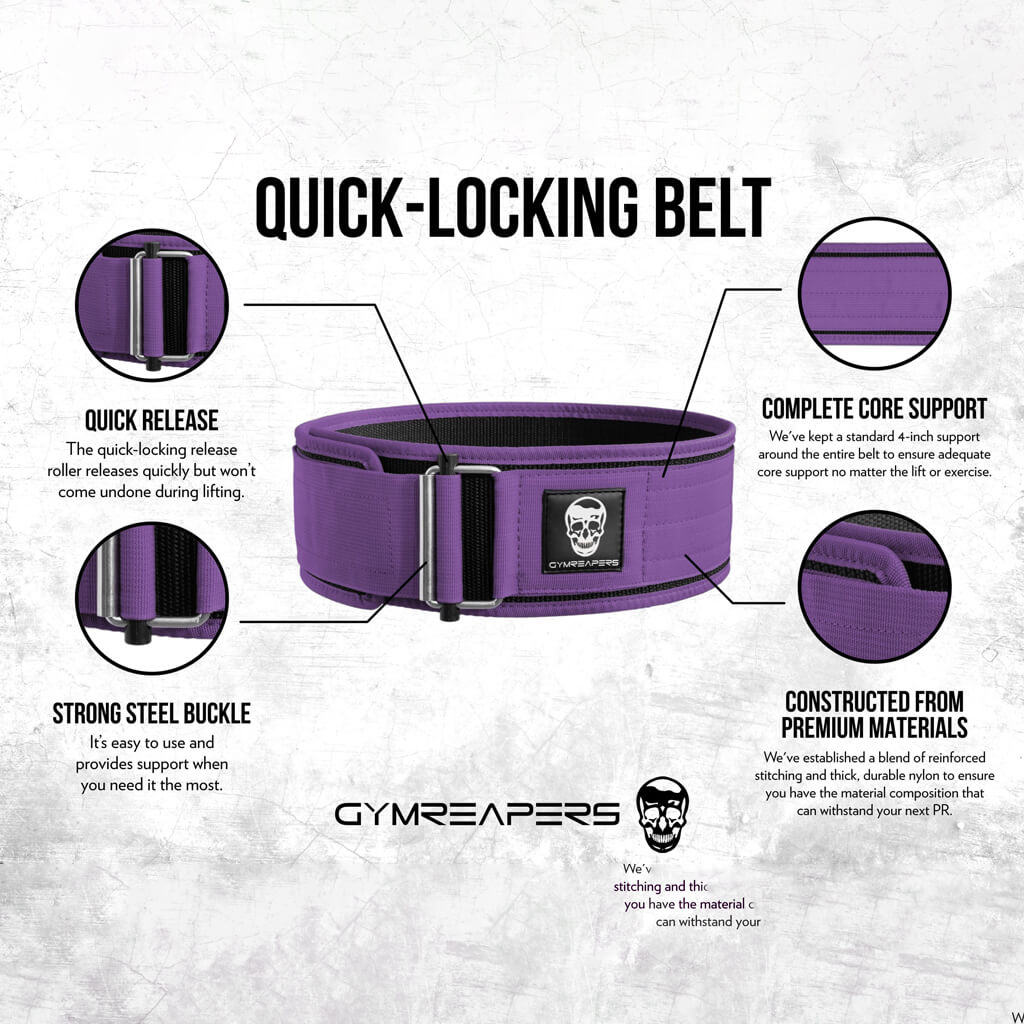 Gymreapers Quick Locking Weightlifting Belt - Purple