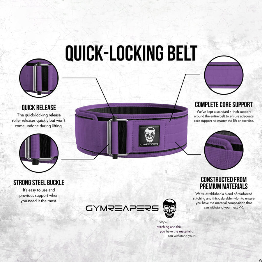 Gymreapers Quick Locking Weightlifting Belt - Purple