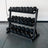Three tier PRx dumbbell rack shown from the front