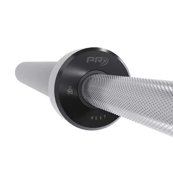 PRx Reef Power Barbell aggressive mountain knurling close-up