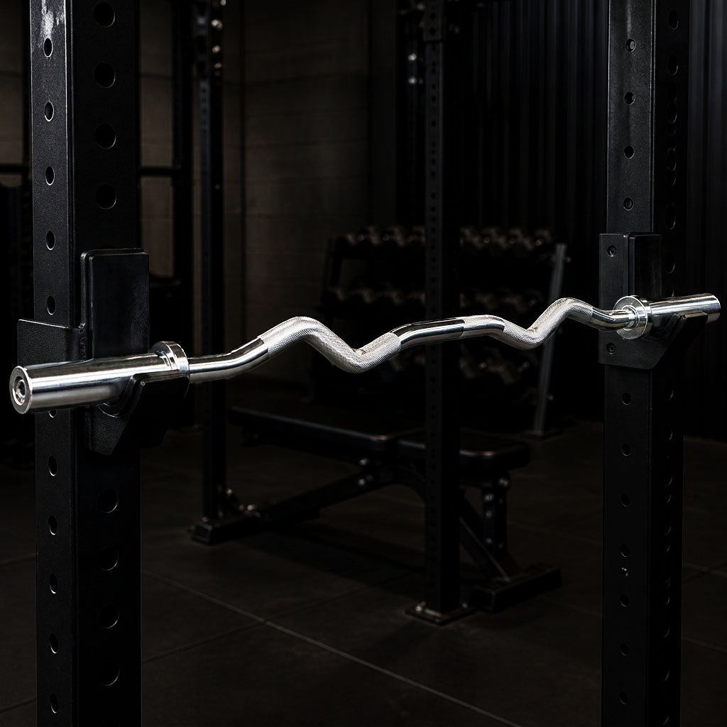 Body-Solid Olympic Curl Bar, Chrome - lifestyle view