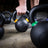 Close view of the colour coded handle on a PRx cast iron kettlebell