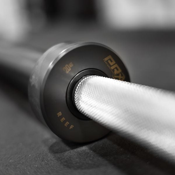 PRx Reef Power Barbell IPF knurl marks on the shaft