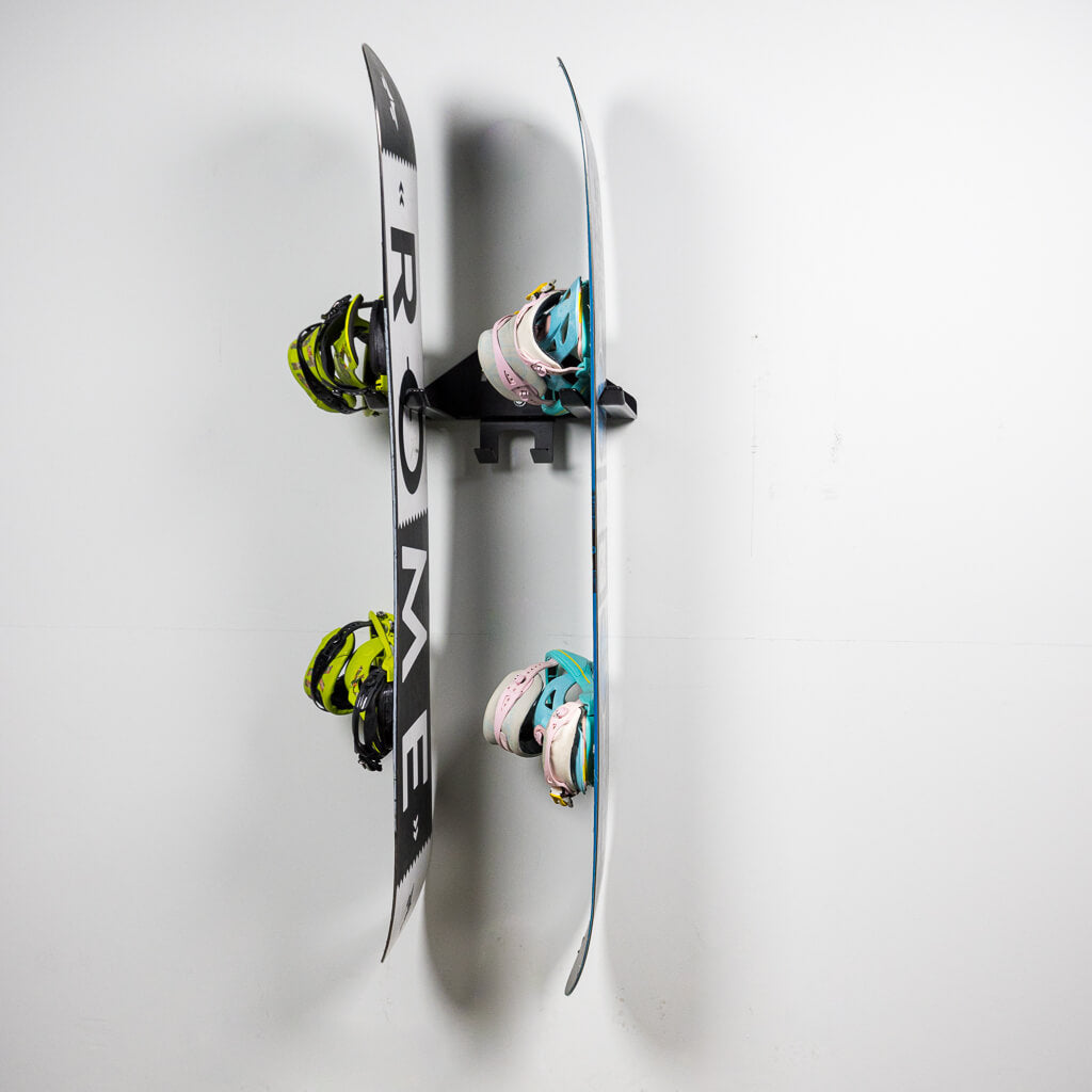 Angled view of the PRx Ski and Snowboard Storage showing its 12 inch depth